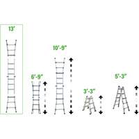Telescoping Multi-Position Ladder, 2.916' - 9.75', Aluminum, 300 lbs., CSA Grade 1A VD689 | Doyle's Supply
