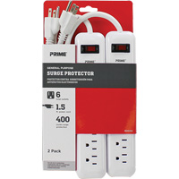 Surge Protector 2-Pack, 6 Outlets, 400 J, 1875 W, 1.5' Cord XJ247 | Doyle's Supply